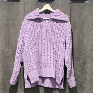 Aerie Lavender Cable Knit Chenille Sweater